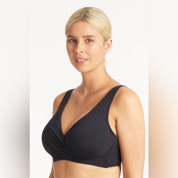 Sea Level Eco Essentials Cross Front Multifit Bra Bikini Top in Night Sky NEW💙 - Picture 1 of 5